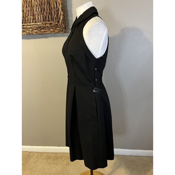 Adrianna Papell Dress 8 Black Crew Neck Shirt Open Back A Line Dress NWT NEW - Picture 8 of 16